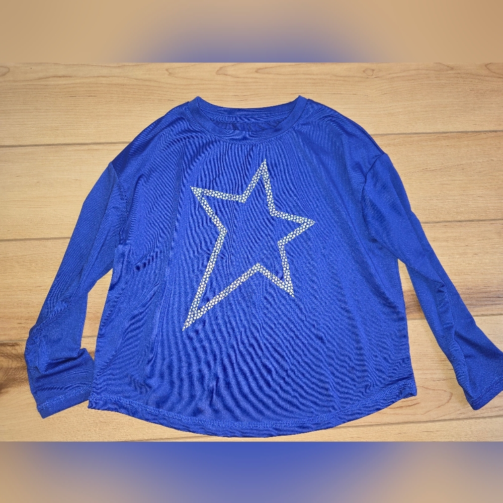 Royal Blue Long Sleeve Tee with Star Design